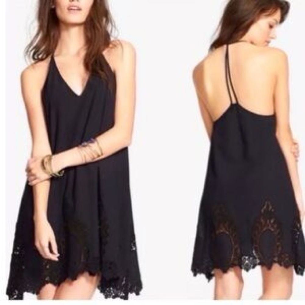 Free People Black Lace Trim Dress